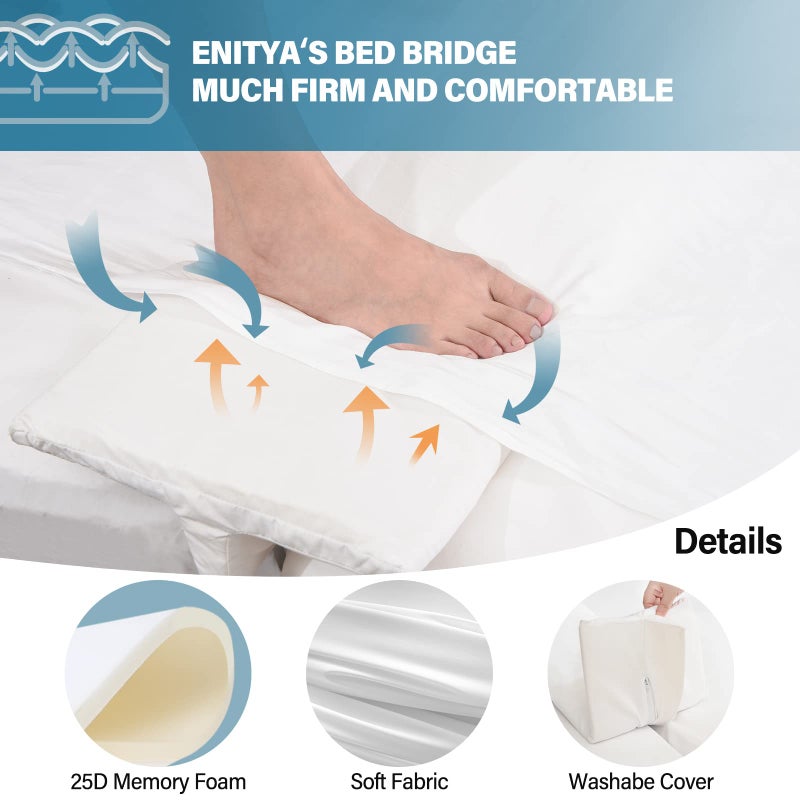 ENITYA حشو فجوة كينج سبليت من ENITYA لجسر سرير قابل للتعديل - محول مزدوج إلى كينج إلى كينج مما يجعل موصل سرير مرتبة قابل للتعديل للإقامة في غرفة عائلية وإيجارات العطلات (75 بوصة طول × 10 بوصة عرض) - Image 3